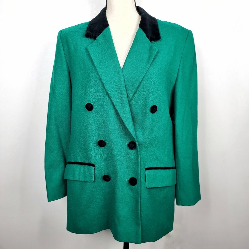Vintage Pendleton Green Wool Double Breasted Blaz… - image 1